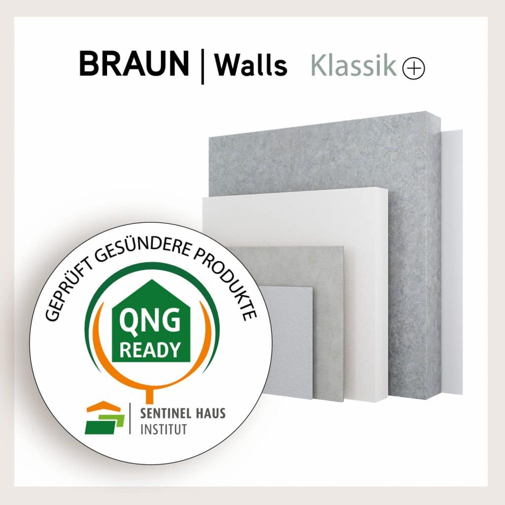 BRAUN Klassik Wall mit Prüfsiegel "Gesündere Produkte" des Sentinel Haus Institutes